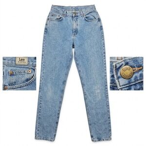 Vtg Lee Riveted Jeans 14 Long Womens High Waisted Mom Jeans Tapered USA‎ Made